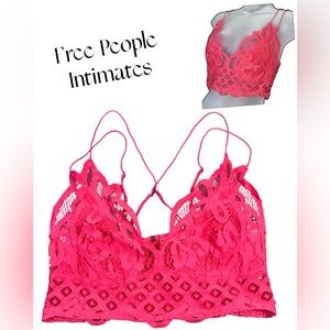 Free People Adella Bralette Coral Pink Lace Women’s XL Intimates Sleepwear Top